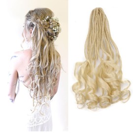 Double Ended Dreadlock Extensions Dreads Extensions 22 Inch Wavy Dreadlock Extensions with Curly Ends De Dreadlocks Synthetic Braid in Dreadlock Extensions Blonde