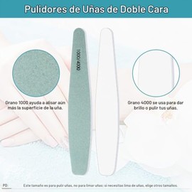 Diesisa 15 limas de uñas de grano 1000/4000 para uñas naturales, tableros de esmeril para limas naturales, doble cara para pulir uñas, manicura, pedic