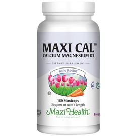 Calcium 1000 mg Supplement with Vitamin D3 (1000 IU) and Magnesium (500 mg) - Bone, Teeth and Joint Support for Men and Women - 180 Capsules - Maxi Cal by Maxi Health