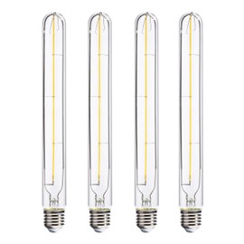 FLSNT T10/ T30 Dimmable LED Edison Bulbs, 9.4" Decorative LED Long Light Bulbs for Wall Sconces, Mirror Lamps, 2300K Warm White, E26 Base, 4W (40W Equiv.), 350LM, CRI90, Clear Glass, Pack of 4