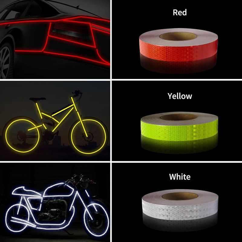 WENFUMUSIC 3 Rolls Reflective Tape Reflective Warning Tape Outdoor Waterproof