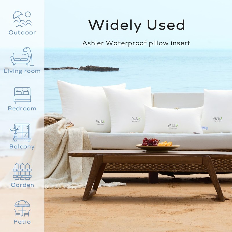 Ashler Home Deco Outdoor Waterproof Pillow Inserts - 12 x
