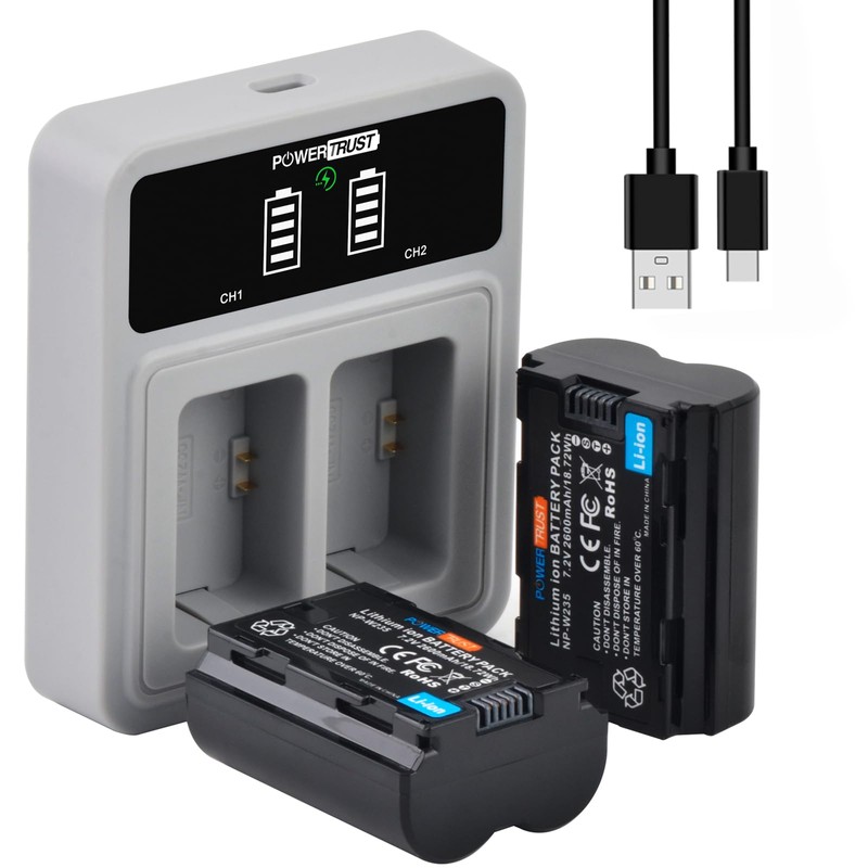 PowerTrust 2-Pack NP-W235 Battery and 20W Fast Charger
