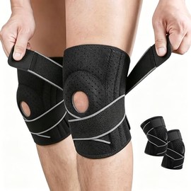 Rodilleras Ortopedicas para Dolor de Rodilla, 2 Piezas Rodilleras Deportivas Gym, Rodilleras Ajustables con Soporte de Rotula y Ligamentos, Vendas de Compresion para Basquetbol, Voleibol, Correr, Entrenamiento Mujeres y Hombres (Gris)