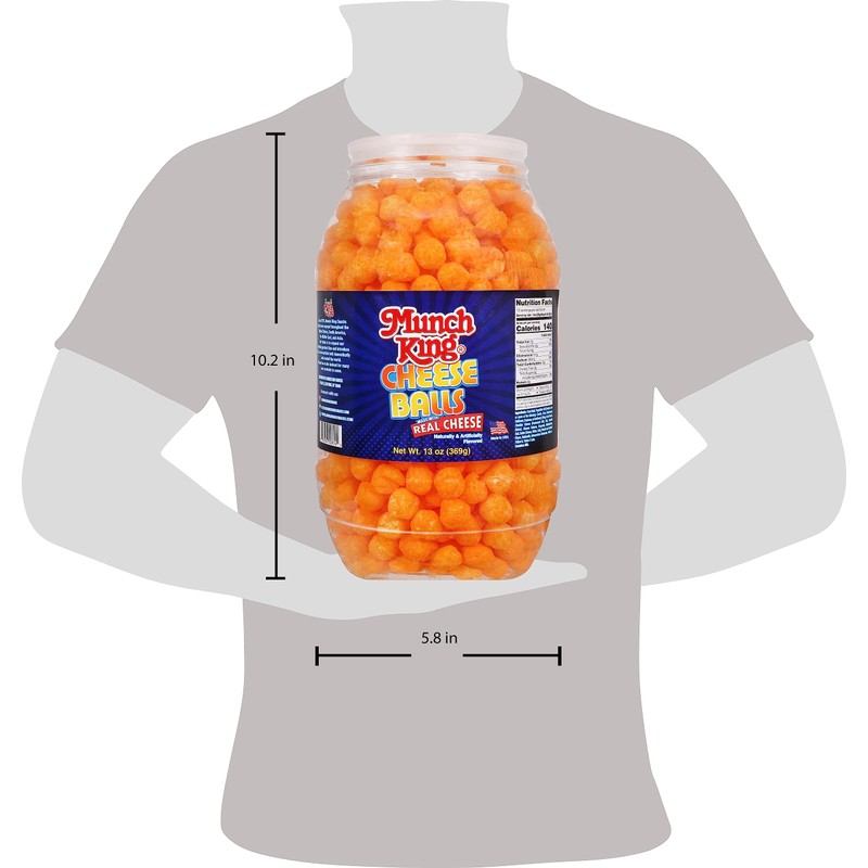 Munch King Snacks Cheese Balls 13 oz. Barrel