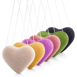 6 esponjas Konjac, esponjas faciales con forma de cordato, esponjas faciales policromadas para limpieza, naturales, coloridas, exfoliación suave para 