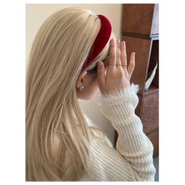 SHENHE Women's Velvet Headband Vintage Wide Head Hair Band Simple Headband Red One-Size