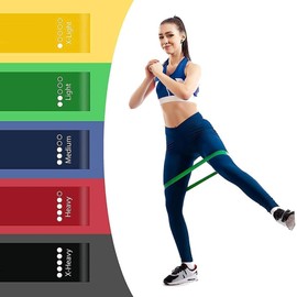 Pack of 5 Natural Latex Resistance Bands Set For Men And Women Great Fitness Exercise Loop Bands Different Resistance Levels Bands Set For Yoga Cross Fit Home Fitness And Stretching Equipment