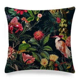 ZFENGYYUAN Bird Tropical Green Garden Velvet Cushion Cases Square Decorative Throw Pillow Cover 45x45cm18x18 Inch Couch Sofa Bed Living Room Bedroom home decor