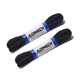 AOMIDI 2 Pair Shoelaces Oval Half Round 1/4" Shoes Lace for Sneakers and Casual shoes Shoelaces Replacements, Black, 45" inches (114 cm)