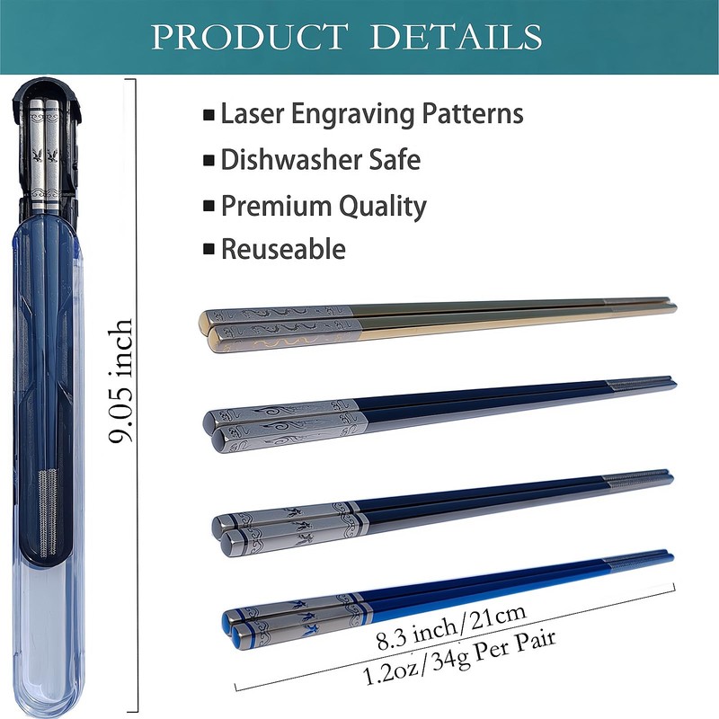 One Pair Portable Chopsticks,Reusable Metal Stainless Steel Chopstick,Travel chopsticks with