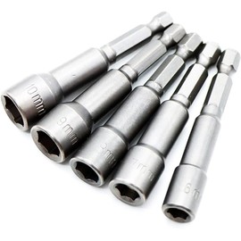 1/4" Hex Shank 6mm/7mm/8mm/9mm/10mm Drill Socket Kit,Power Nut Driver Bit Set,Electronic Quickly Change Magnetic Power Nut Setters,Special Tools for Nut Bolt