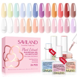SAVILAND 24 Color Multi-Function Builder Nail Gel Kit - Builder Nail Gel for Women Girls Nail Strengthener for Damaged Nails Nail Care Repair Home Salon Professional