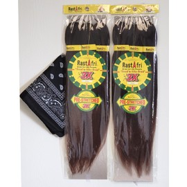 RastAfri Pre-Stretched Silky Braiding Hair 3X with Bandana - 2 Packs (BT1B/30)