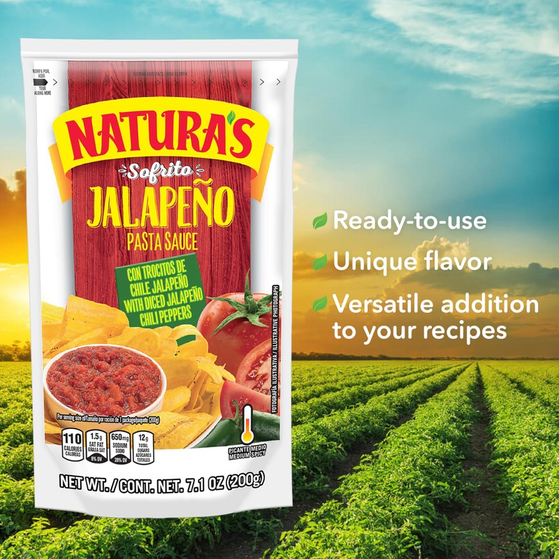 Naturas Sofrito Jalapeno Tomato Pasta Sauce, 7.1oz (Pack of 24)
