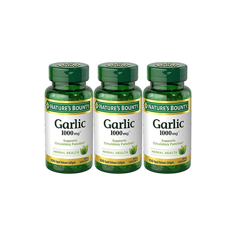 Nature’s Bounty Garlic Extract Supplement, Supports Circulatory Function, 1000 mg