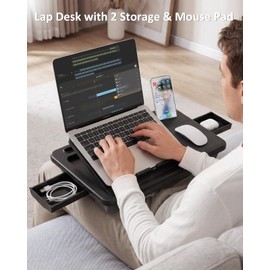 Adjustable Lap Desk with Cushion Stroage Rotatable Phone Stand