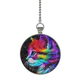 Gotham Decor Glitter Colorful Cat Profile Ceiling Fan and Light Pull Chain Pendant