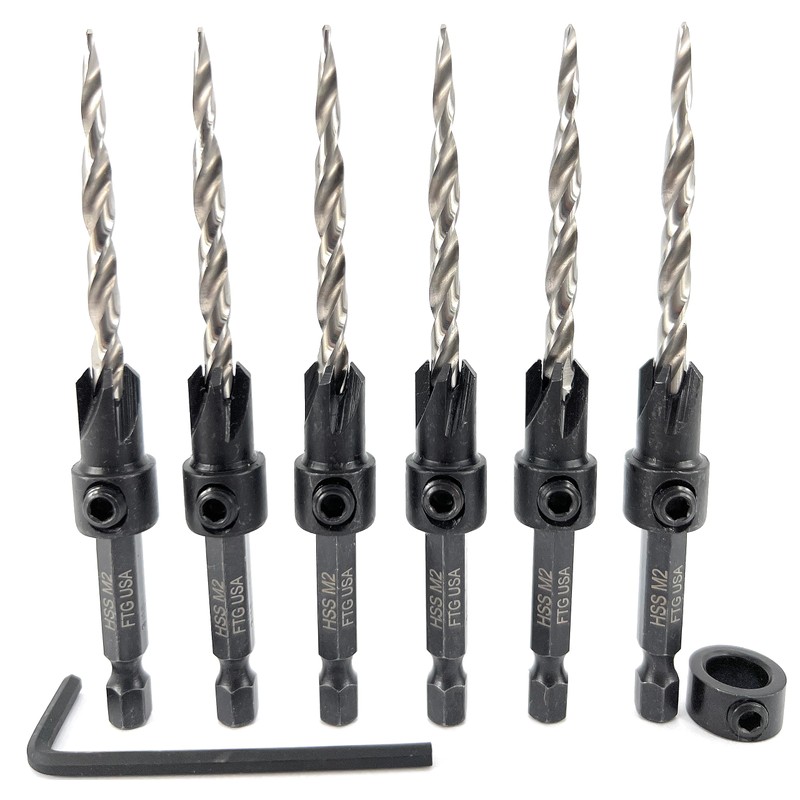 FTG USA Countersink Drill Bit Set for Wood with Tapered