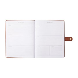 Fringe Studio 2026 Weekly Planner, Aug 2025 - Dec 2026, 17 Month, Faux Leather Wrapped Cover, "TEXT BLOCK COGNAC", 8"w x 10"h, 240 Pages (137FL003)
