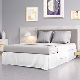 PiccoCasa Bed Skirt Polyester Solid Western Style Scandinavian Retro Simple High Texture Elegant Bed Cover Skirt Length 40cm White 100*190cm