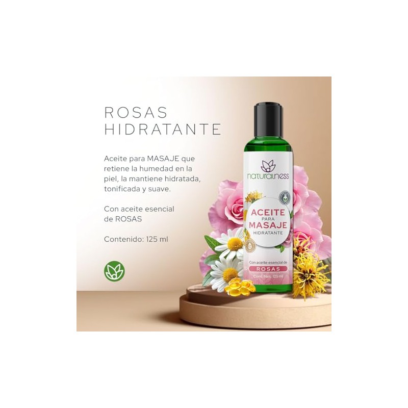 Naturalness Aceite para Masaje Corporal Hidratante con Manzanilla, Hamamelis y