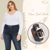 JASGOOD Women Black Large Leather Belt Plus Size Polished Buckle