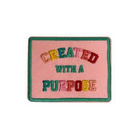 LEMEPINZ Created with a Purpose Patch, Size 3" Iron Patch or Sew On Patches for Backpacks Jeans Hats Clothes, Christian Embroidery Patches, Embroidered Patches, Trendy Jesus Patch, Gifts for Christian