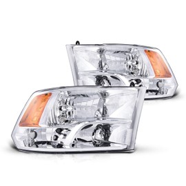 Torchbeam Headlights Assembly Compatible with 2009-2018 Ram 1500, Pair Front Light for 2010-2018 Ram2500 3500, 2019-2023 Ram1500 Classic Headlamp Replacement Clear Housing Amber Reflector