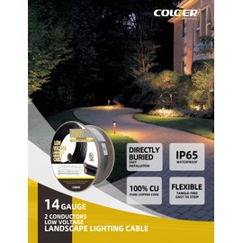 COLOER 14 Gauge 500ft Low Voltage Landscape Wire Stranded PVC Cord Pure Copper Cable 14AWG 2 Conductor Tangle Free Outdoor Landscape Lighting Direct Burial Electrical Cable