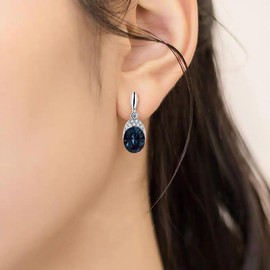 Vogem Women's Clip-On Earrings Cubic Zirconia Earrings Clip Earrings Without Pierced Ears Blue Hypoallergenic Nickel-Free Fashion Jewellery