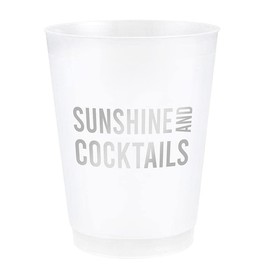 Bella Sleep + Spa Party Cups Reusable BPA-Free Plastic Frost Cup Pack, 16-Ounce, Sunshine & Cocktails, 6-Count