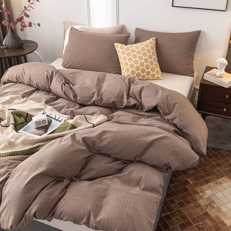 Janlive Washed Cotton Duvet Cover King Ultra Soft 100% Cotton