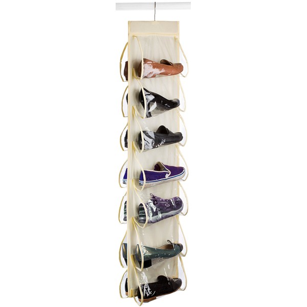 Handy Laundry Hanging Shoe Organizer - 14 Pockets - Clear