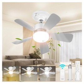 aupuslite 17.5" Socket Fan Light with Remote, 25W 1600 Lumens 3 Colors 3000-6000K Small Ceiling Fans with Lights 6 Speed Light Socket Ceiling Fan for Bedroom, Living Room, Kitchen, Garage