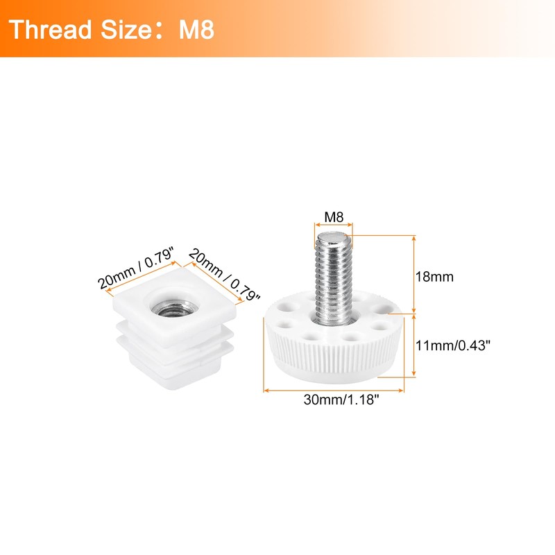 sourcing map Furniture Leveling Feet, 8 Sets 20 x 20mm