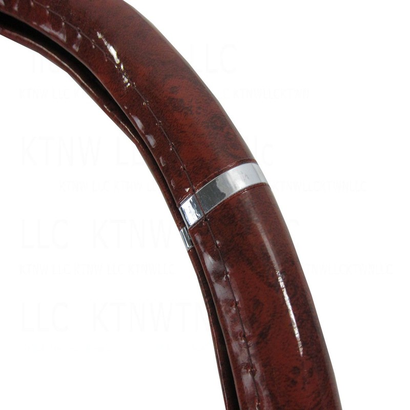 Synthetic Leather Grain Pattern Steering Wheel Cover - Mahogany