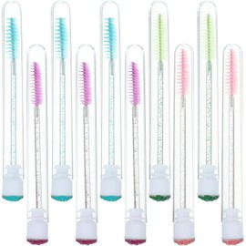 10 Piezas Cepillo Pequeño para Pestañas con Tubo Abs Cabezal Roscado, Repuesto Intercambiable, para Viaje y Uso Profesional, Limpieza y Guardado del Aplicador Color Aleatorio