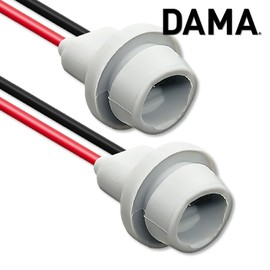 DAMA T10 T15 168 194 2825 W5W 920 921 Rubber Base Socket Wire Harness Extension Pigtail Connectors for Replacement or Retrofit | Durable Hard Rubber Female Pigtail 12 ga. 18 AWG | Pack of 2