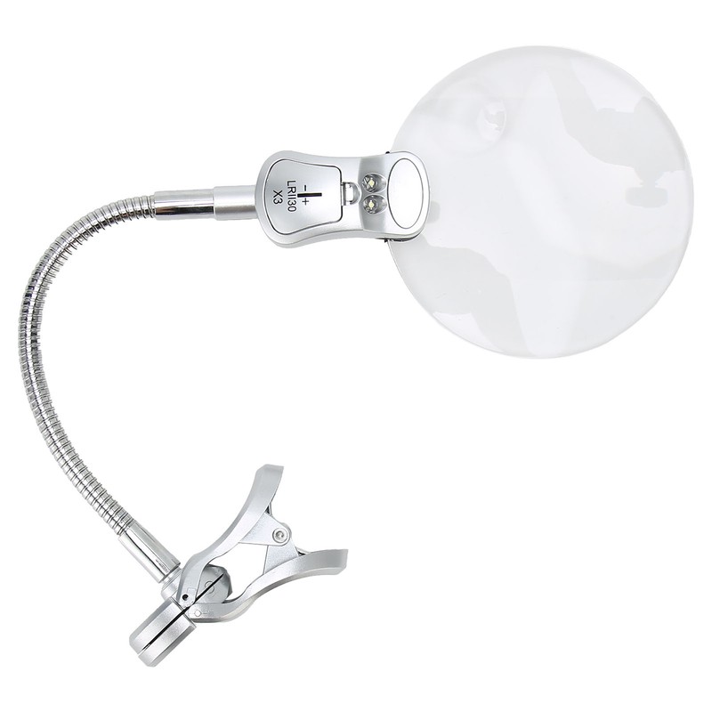 Magnifying Glass Clamp LED Light Gooseneck Desk Lamp Clamp for