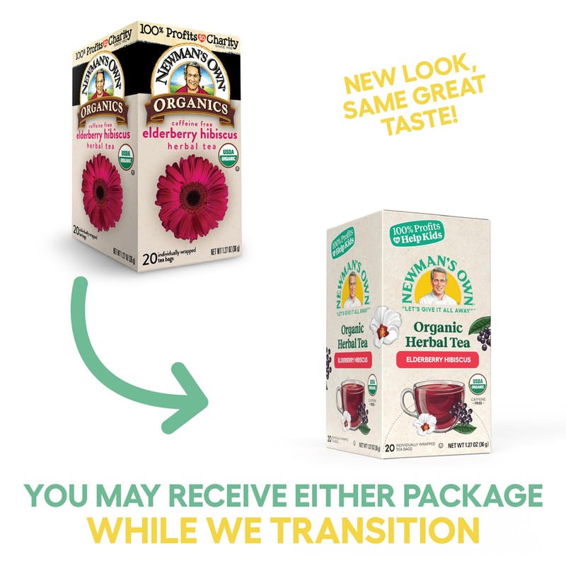 Newman's Own Organic Elderberry Hibiscus Tea Containing Healthy Antioxidants with