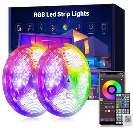 Ledagic Led Lights for Bedroom 130ft (2 Rolls * 65ft) Music Sync Color Changing Led Strip Lights with 60 Key Remote and App Control RGB Led Light Strip for Home Party Room Decoration