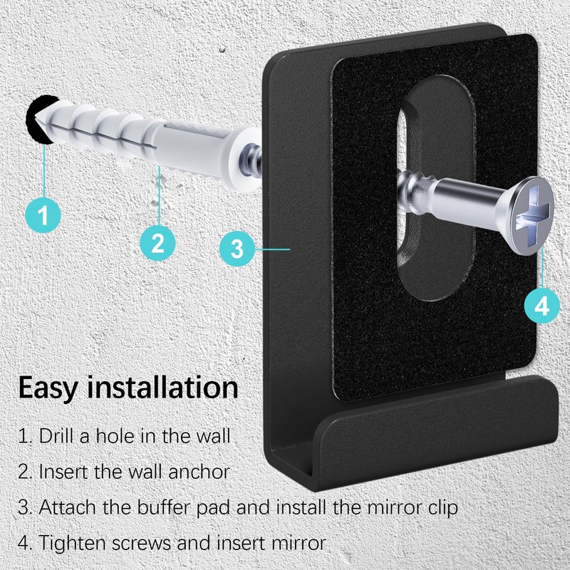 6Pcs Metal Mirror Clips for Wall Mounting, Mirror Holder Clips