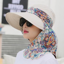 Summer Hat Polyester Floppy Hat Neck Protection Beach Hat Wide Sun Hat Removable Fishing Hat Women's Hiking Hat Foldable Leisure Hat Sun Protection Peaked Cap Breathable Garden Hat UV Protection Beach
