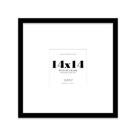 14x14" Square Picture Frame, Display Pictures 10x10" With Mat or 14x14" Without Mat, Wall Hanging & Free Standing Photo Frame, Black, 1 Pack