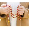 Nazareth Store 聖ベネディクトレッド ロザリオビーズ カトリックネックレス 花 ミステリービーズ 奇跡のメダル ロケット クロスプレイヤー