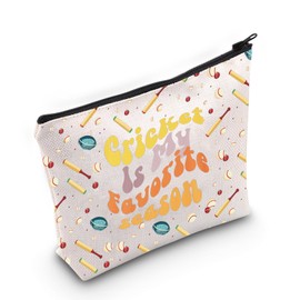 LEVLO Cricket Cosmetic Makeup Bag Cricket Player Gift Cricket Is My Favorite Season Cricketing Playing Zipper Pouch Bag Cricket Merch (Cricket Bag)