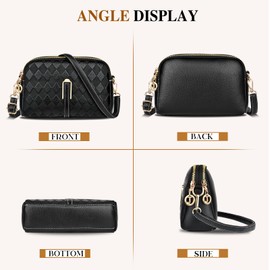 TEUEN Crossbody Bag Women's Leather PU, Zip Shoulder Bag Women's Medium Shoulder Bags Leather Handbag Women's Bag Leather Handbag for School Shopper Casual Daily, Black-Style A, Minimal