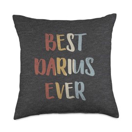 Best Darius Ever Retro Vintage Name Gift Dark Heather Gray Throw Pillow