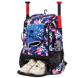 SUIOPPYUW Youth Baseball Bag For Boys 8-12 Large Capacity And Organized Durable Waterproof Baseball Bags For Boys 8-12, Flower color